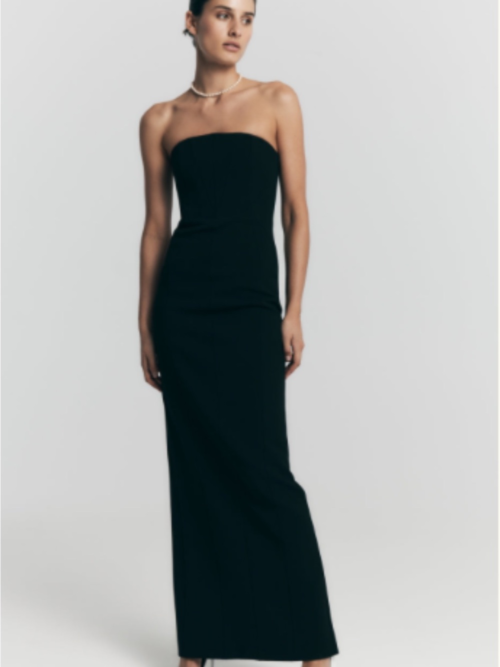 Meshki Black Strapless Column Gown